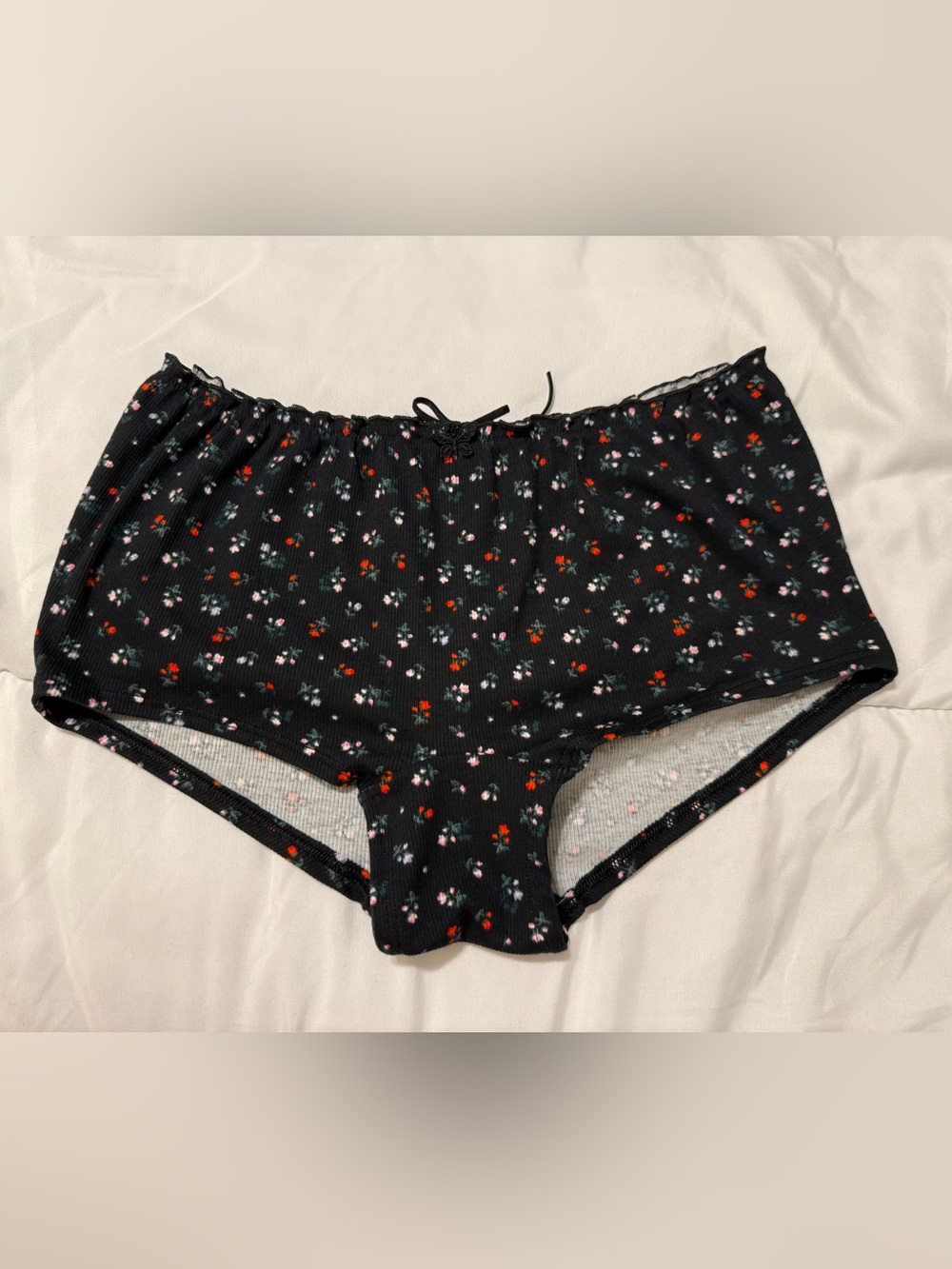 Victoria's Secret Black Floral Boyshort Panties